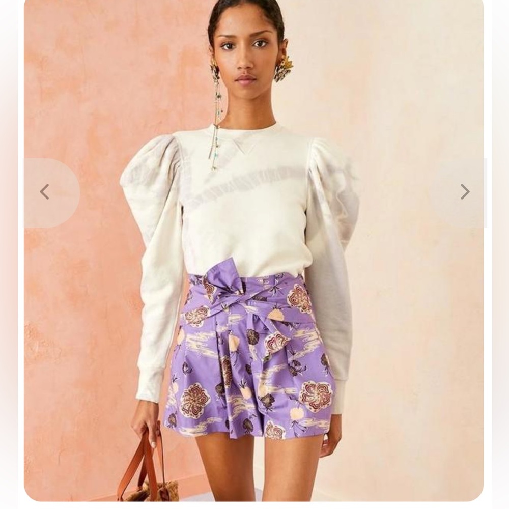 Ulla Johnson Purple Floral Tie-Waist Circle Skirt